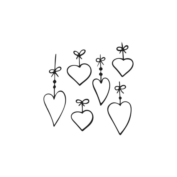 Des Cœurs Gribouillis Coeurs Dessinés Main Isolés Sur Fond Blanc — Image vectorielle