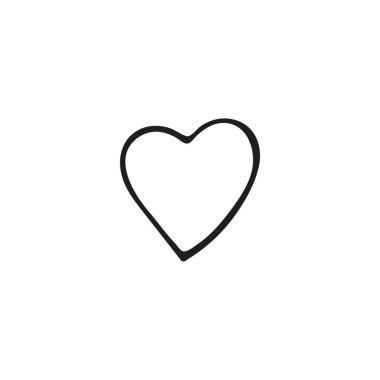 Basit bir karalama kalbi. El çizimi kalp, beyaz arka planda izole. Sevgililer Günü sembolü. Vektör illüstrasyonu.