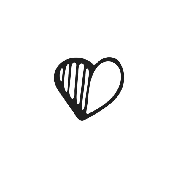 Einfaches Doodle Herz Handgezeichnetes Herz Isoliert Auf Weißem Hintergrund Valentinstag — Stockvektor