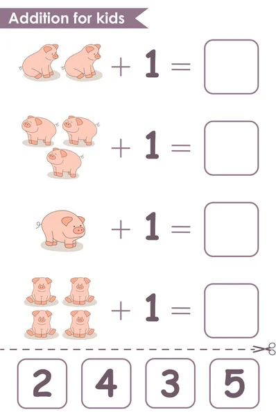 귀여운 돼지들 게임하는 아이들을 문제를 방법은 돼지를 것입니다 취학전 아동을 — 스톡 벡터