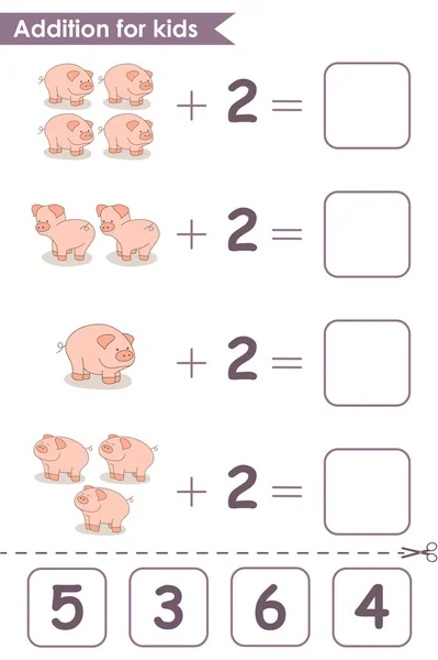 귀여운 돼지들 게임하는 아이들을 문제를 방법은 돼지를 것입니다 취학전 아동을 — 스톡 벡터