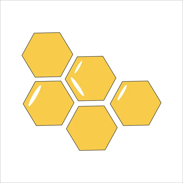 Sweet Honeycomb Isolated White Background Honey Flat Icon Five Honeycomb — Stock Vector