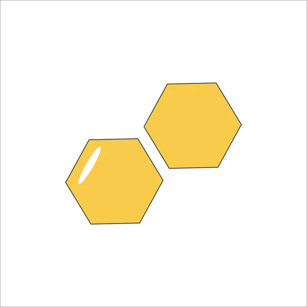 Sweet Honeycomb Isolated White Background Honey Flat Icon Two Cells — Stock Vector