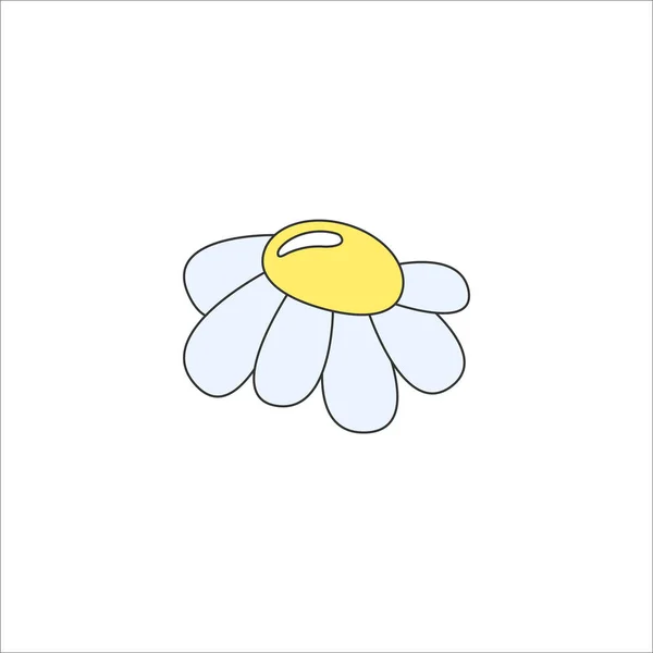 Красива Квітка Ромашки Мультиплікаційному Стилі Ізольована Білому Тлі Використовується Друку — стоковий вектор