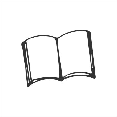 El çizimi, beyaz arkaplanda izole edilmiş basit bir kitap simgesi. Din ve Hristiyanlık. Vektör illüstrasyonu