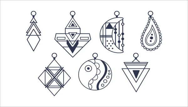 Sada Indiánských Amuletů Ornamentů Izolovaných Bílém Pozadí Boho Styl Vektorová — Stockový vektor