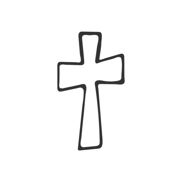 Cruz Cristã Desenhada Mão Isolada Sobre Fundo Branco Religião Cristianismo — Vetor de Stock