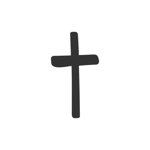 Handgezeichnetes Christliches Kreuz Isoliert Auf Weißem Hintergrund Religion Und Christentum — Stockvektor
