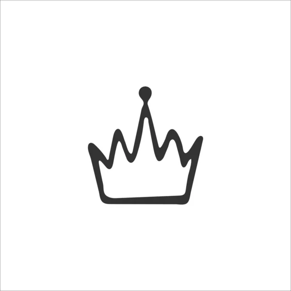 Handgetekende Kroon Geïsoleerd Witte Achtergrond Een Symbool Van Macht Overheid — Stockvector