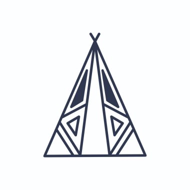 Beyaz arka planda izole edilmiş güzel bir çadır. Hint kabilesinin dekoratif unsurları. Vektör illüstrasyonu