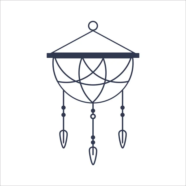 Prachtige Decoratieve Dromenvanger Geïsoleerd Witte Achtergrond Traditioneel Indiaas Symbool Vectorillustratie — Stockvector