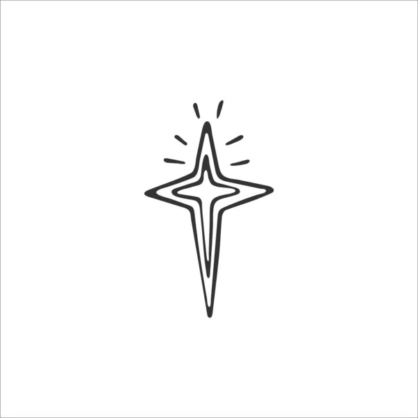 Estrela Desenhada Mão Isolada Sobre Fundo Branco Símbolo Nascimento Jesus — Vetor de Stock