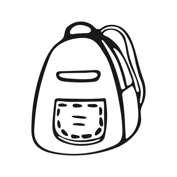 Mochila Simples Desenhada Mão Isolada Sobre Fundo Branco Mochila Desenho — Vetor de Stock