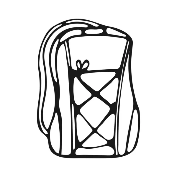 Single Hand Drawn Backpack Isolated White Background Cute Cartoon Backpack — Stock Vector