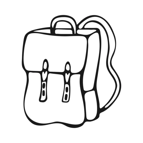 Одноручний Рюкзак Ізольований Білому Тлі Милий Мультяшний Рюкзак Шкільний Елемент — стоковий вектор