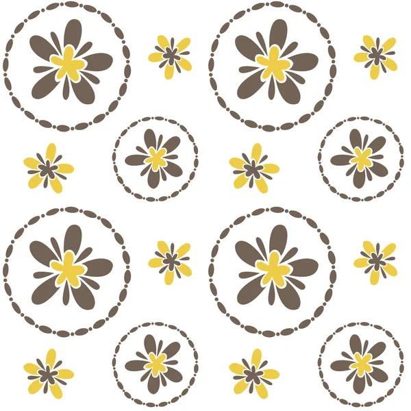 Flor Sin Costura Patterm Con Color Amarillo Gris — Vector de stock