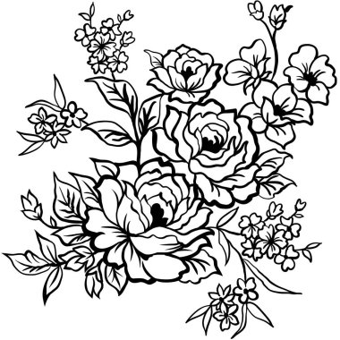 El çizimi çiçek vektörü ayarlandı