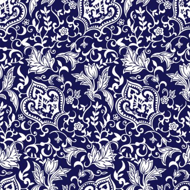 Kusursuz porselen çivit mavisi ve beyaz, Vektör çizimi