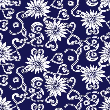 Kusursuz porselen çivit mavisi ve beyaz, Vektör çizimi