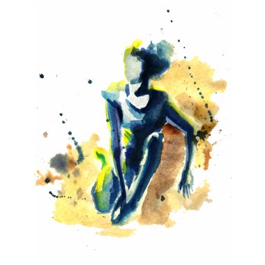 suluboya oturan kadın