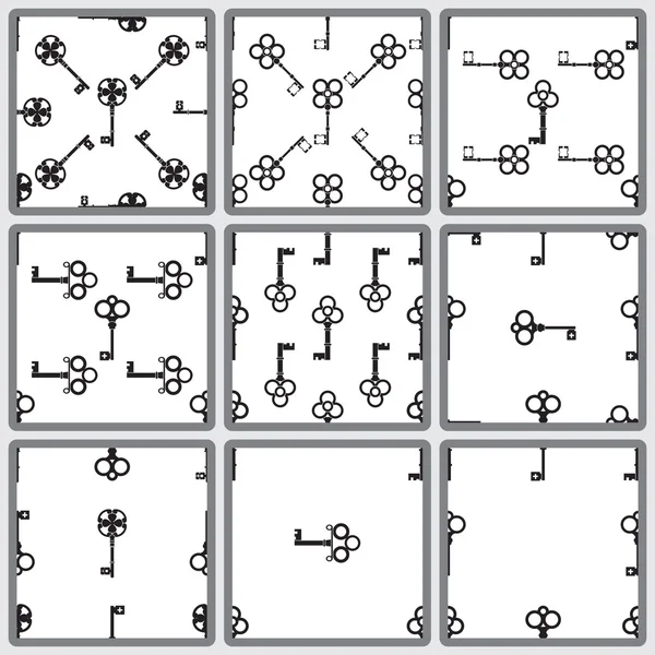 Набор бесшовных шаблонов с изображениями старых ключей . — стоковый вектор