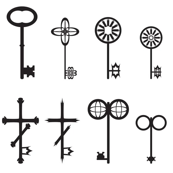 Коллекция старинных и современных ключей, векторная иллюстрация — стоковый вектор