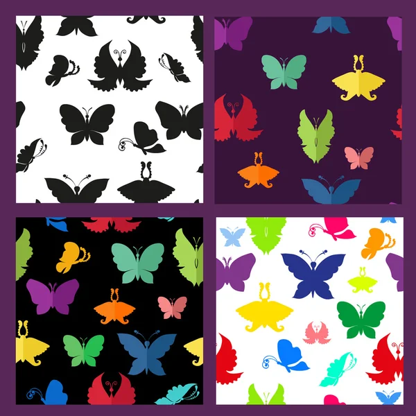 seamless patterns with beautiful butterflies