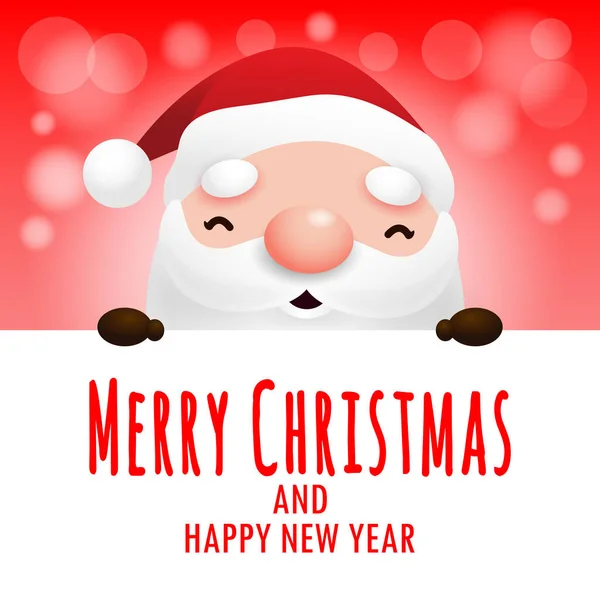 Merry Christmas Happy New Year Greeting Card Cute Santa Claus — Stock Vector