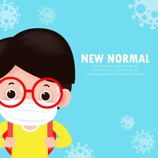 Regreso Escuela Para Nuevo Concepto Estilo Vida Normal Niños Felices — Vector de stock