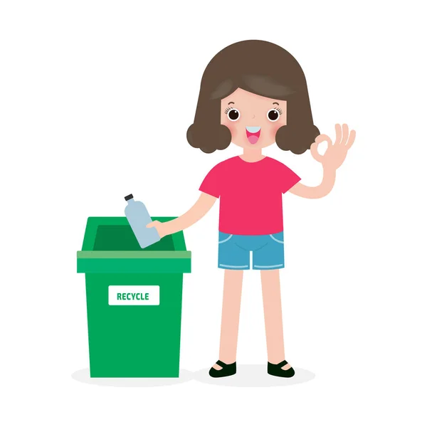 아이들의 쓰레기 재활용 아이들의 재활용 쓰레기 쓰레기 재활용 세계를 구하기 — 스톡 벡터