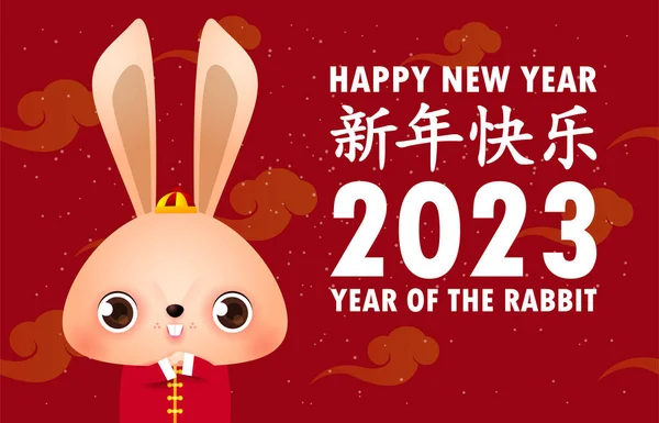Feliz Año Nuevo Chino 2023 Tarjeta Felicitación Año Del Zodiaco — Vector de stock
