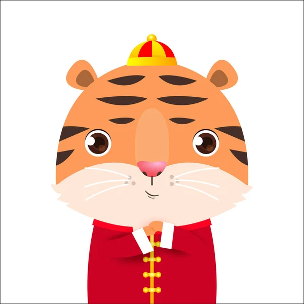 Χαριτωμένο Μικρό Χαιρετισμό Τίγρης Και Ευτυχισμένο Κινεζικό Νέο Έτος 2022 — Διανυσματικό Αρχείο