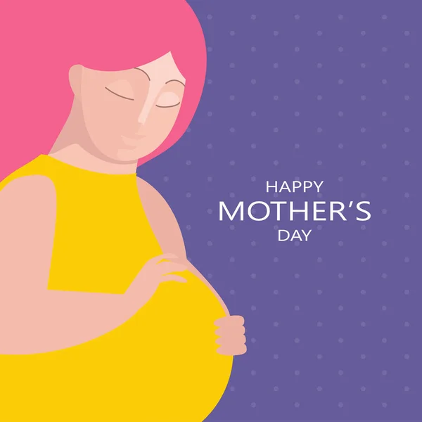 Feliz Tarjeta Felicitación Del Día Madre Hermosa Madre Embarazada Encanta — Vector de stock