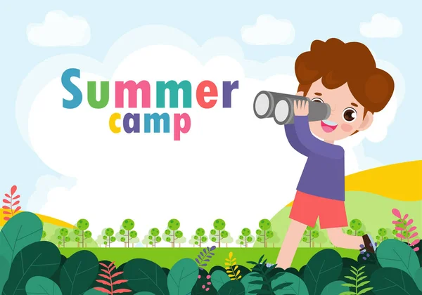 Kids Summer Camp Background Education Template Advertising Brochure Poster Happy — Stock Vector