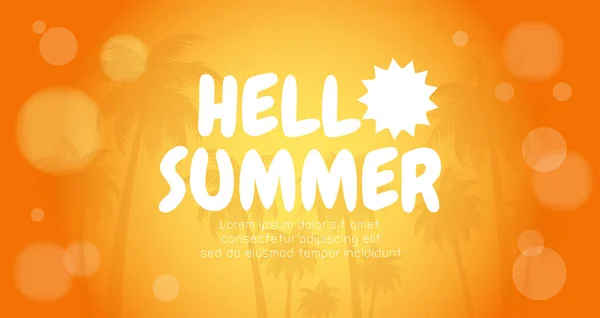 Hallo Sommer Banner Vorlage Sommerzeit Text Und Strand Insel Hintergrund — Stockvektor