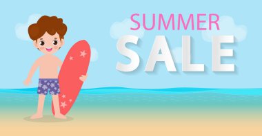 Yaz indirimi tasarım şablonu web sitesi afişi, sosyal medya, poster, e-posta, haber bülteni, reklam broşürü, broşür, broşür, web etiketi illüstrasyon 