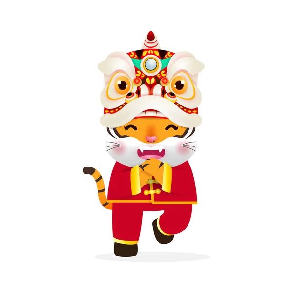 Šťastný Čínský Nový Rok 2022 Rok Tygra Roztomilý Malý Tygr — Stockový vektor