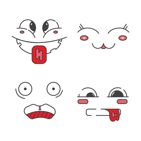 Set of line emoticons — Stock Vector