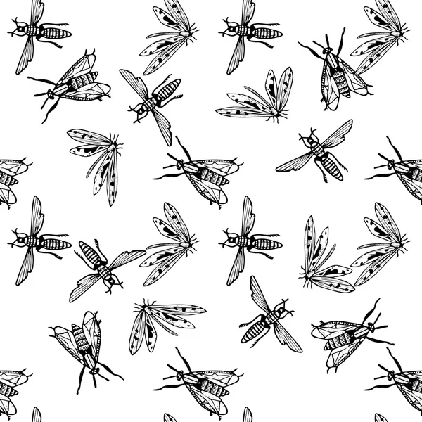 Hladký vzor s hmyzem — Stockový vektor