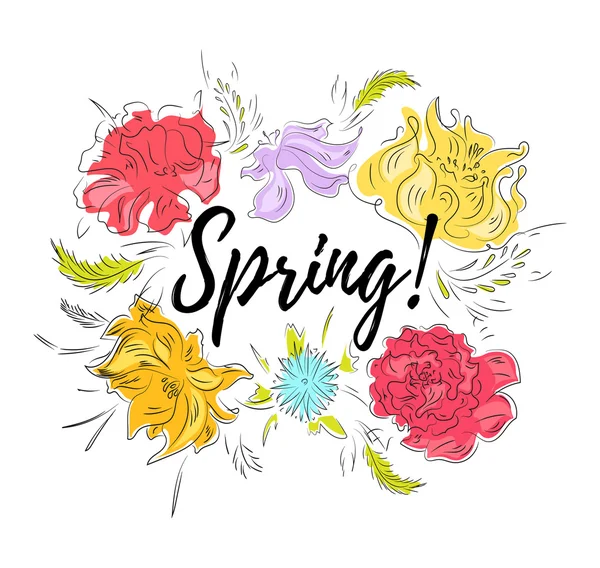 Spring flowers vector card — Stock Vector