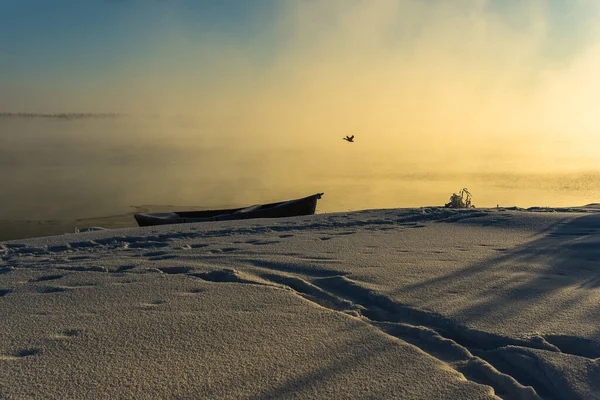 Bella Mattina Inverno Vicino Fiume — Foto Stock