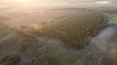 Şehir manzarasının dışından harika sisli bir sabah