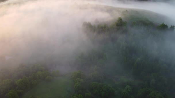 Splendida Mattina Nebbiosa Fuori Dalla Vista Della Città Dall Alto — Video Stock