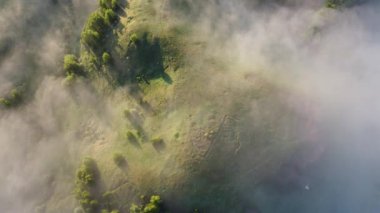 Şehir manzarasının dışından harika sisli bir sabah