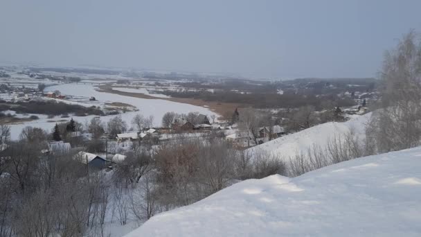 Gelida Mattina Inverno Fuori Dai Rami Della Città Nel Gelo — Video Stock