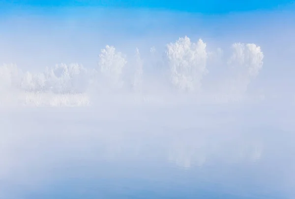 Frosty Matin Hiver Dehors Ville Après Une Chute Neige — Photo