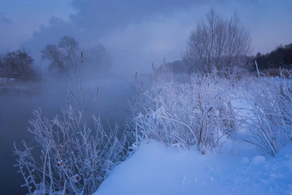 Frosty Matin Hiver Dehors Ville Après Une Chute Neige — Photo