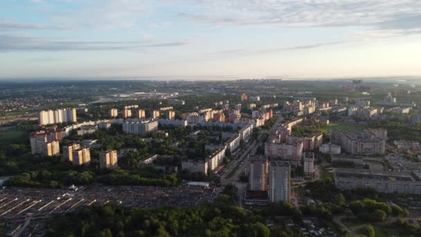 Летнее Утро Пределами Города Вид Сверху — стоковое видео