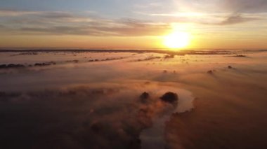 Misty summer morning over the river