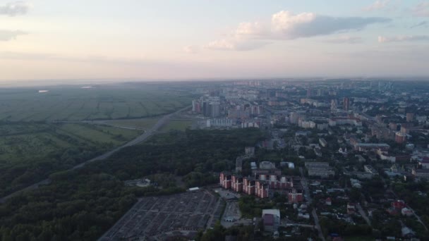 Hermosa Mañana Fuera Ciudad Vista Superior — Vídeos de Stock